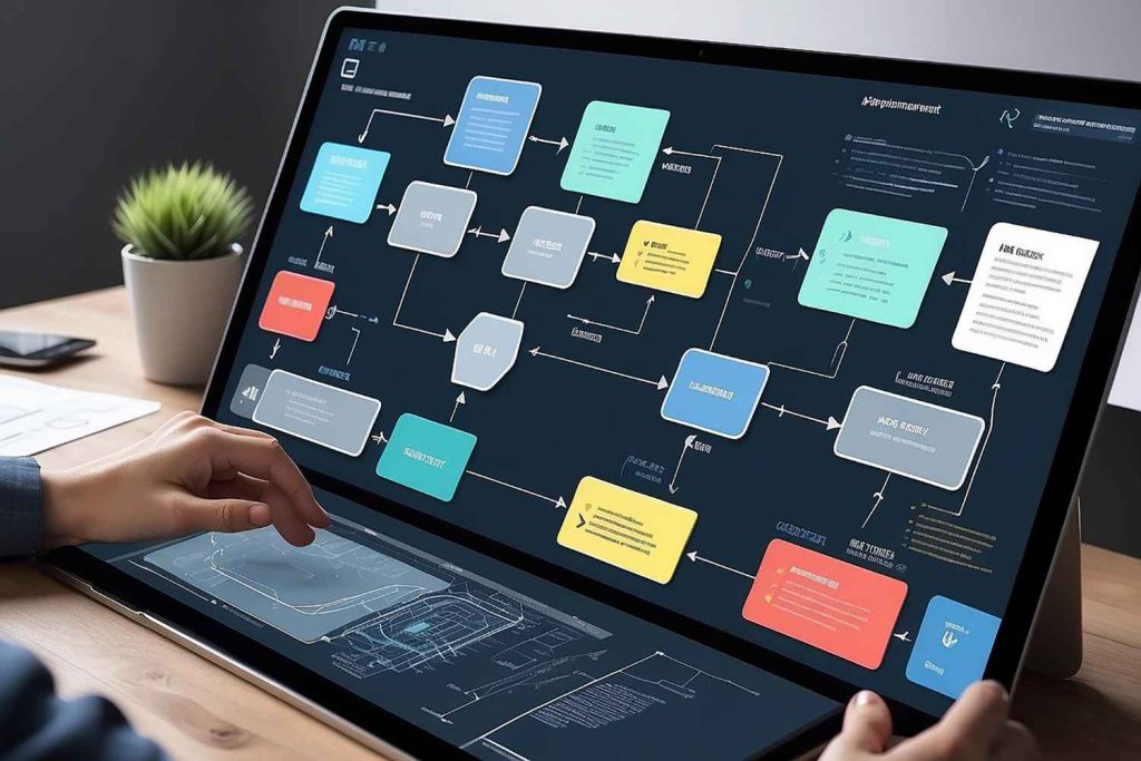 Gebruiker Een ontwikkelaar achter zijn laptop die een organische en gestructureerde workflow volgt om de beste Woocommerce oplossingen te bieden